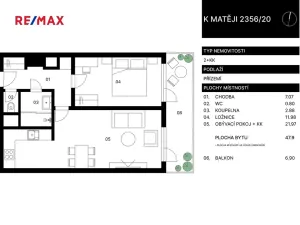 Prodej bytu 2+kk, Praha - Dejvice, K Matěji, 48 m2