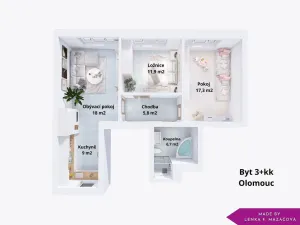 Prodej bytu 3+kk, Olomouc - Pavlovičky, Pavlovická, 69 m2