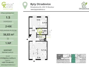 Prodej bytu 2+kk, Skorkov - Otradovice, 57 m2