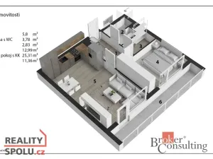 Pronájem bytu 2+kk, Pardubice - Pardubičky, Nová Tesla, 53 m2