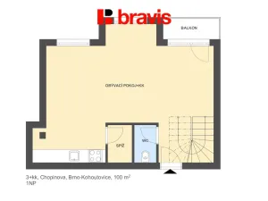 Pronájem bytu 3+kk, Brno - Kohoutovice, Chopinova, 100 m2