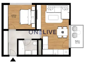 Pronájem bytu 2+kk, Plzeň, Střední cesta, 51 m2