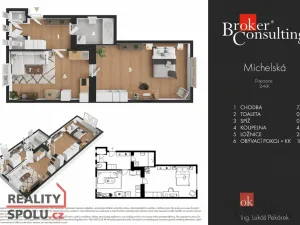 Prodej bytu 2+kk, Praha - Michle, Michelská, 57 m2