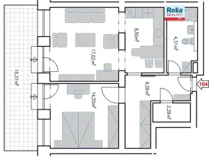 Pronájem bytu 2+kk, Liberec, Riegrova, 51 m2