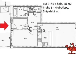 Pronájem bytu 2+kk, Praha - Hlubočepy, Štěpařská, 58 m2