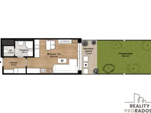 Pronájem bytu 1+kk, Praha - Hloubětín, Poděbradská, 32 m2