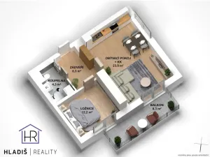 Prodej bytu 2+kk, Fryšták, Přehradní, 46 m2