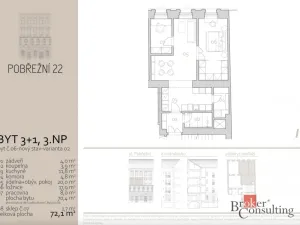 Prodej bytu 3+kk, Praha - Karlín, Pobřežní, 72 m2