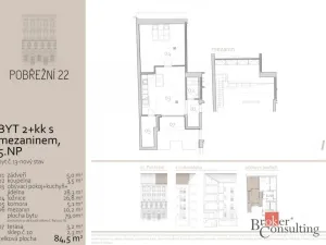 Prodej bytu 3+kk, Praha - Karlín, Pobřežní, 79 m2