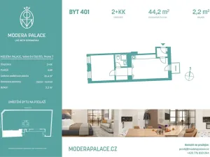 Prodej bytu 2+kk, Praha - Holešovice, Veletržní, 44 m2