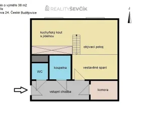 Pronájem bytu 1+kk, České Budějovice - České Budějovice 3, Nerudova, 38 m2
