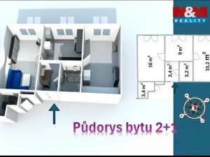 Pronájem bytu 2+kk, Pečky, Žerotínova, 46 m2