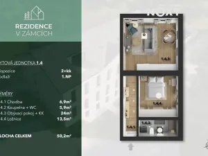 Prodej bytu 2+kk, Praha - Bohnice, V Zámcích, 50 m2