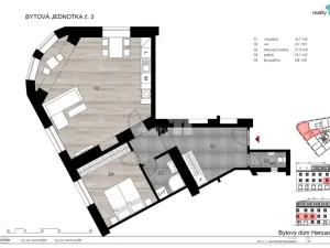 Pronájem bytu 2+kk, Praha - Michle, Hanusova, 74 m2