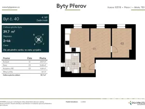 Prodej bytu 2+kk, Přerov, Husova, 40 m2