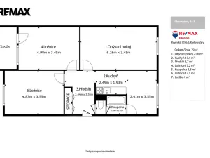 Prodej bytu 3+1, Chomutov, Borová, 77 m2