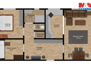 Prodej bytu 3+1, Nymburk, Husova, 68 m2