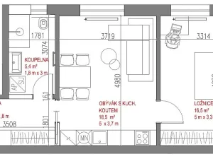 Pronájem bytu 2+kk, Strakonice - Strakonice II, Dukelská, 47 m2