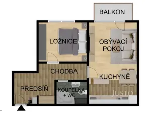 Pronájem bytu 2+kk, Písek - Hradiště, K Háječku, 43 m2