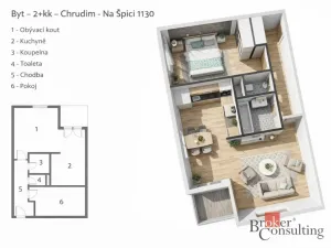 Pronájem bytu 2+kk, Chrudim - Chrudim II, Na Špici, 53 m2