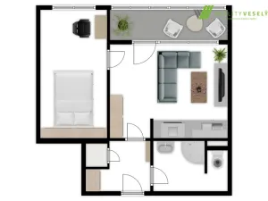 Pronájem bytu 2+kk, Brno, ulice Kosmonautů, 38 m2