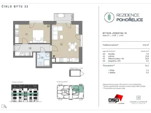 Pronájem bytu 2+kk, Pohořelice, U Kasáren, 52 m2