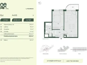 Prodej bytu 2+kk, Praha - Libeň, Na kopečku, 45 m2