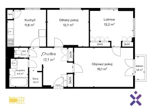 Pronájem bytu 3+1, Zlín, Bratří Jaroňků, 78 m2