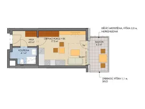 Prodej bytu 1+kk, Praha, Čakovická, 27 m2