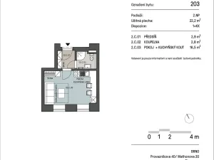 Pronájem bytu 1+kk, Brno, Mathonova, 19 m2