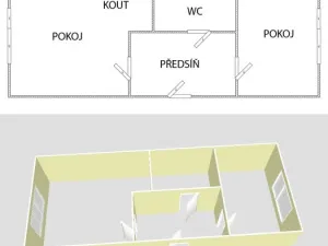 Pronájem bytu 2+kk, Trhové Sviny, Branka, 44 m2