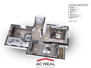 Pronájem bytu 2+1, Brno, Čápkova, 73 m2