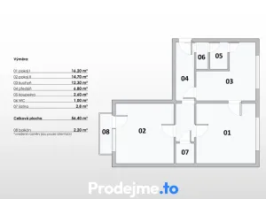 Prodej bytu 2+1, Hustopeče, Svat. Čecha, 56 m2