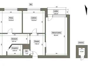 Prodej bytu 3+1, Otrokovice, SNP, 69 m2