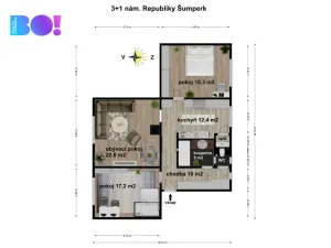 Prodej bytu 3+1, Šumperk, nám. Republiky, 93 m2