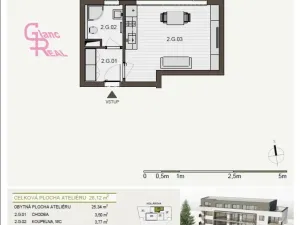 Pronájem bytu 1+kk, Brno, Kollárova, 27 m2