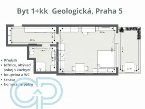 Prodej bytu 1+kk, Praha - Hlubočepy, Geologická, 48 m2