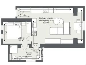 Pronájem bytu 2+kk, Praha - Vinoř, Moravanská, 57 m2