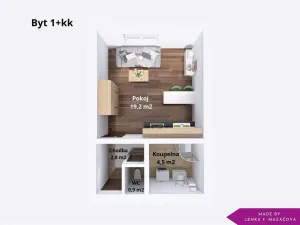 Pronájem bytu 1+kk, Olomouc - Nová Ulice, Balcárkova, 25 m2