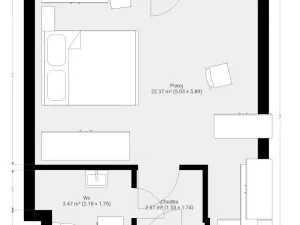 Pronájem bytu 1+kk, Brno, Francouzská, 30 m2