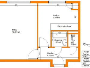 Pronájem bytu 1+1, Pardubice - Zelené Předměstí, Na Hrádku, 37 m2