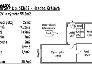 Pronájem bytu 2+1, Hradec Králové - Slezské Předměstí, třída SNP, 55 m2