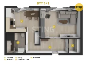 Pronájem bytu 1+1, Opava, 17. listopadu, 38 m2