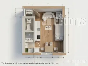 Pronájem bytu 1+kk, Praha - Břevnov, Bělohorská, 20 m2