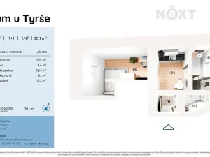 Pronájem bytu 1+1, Praha - Košíře, U Tyrše, 30 m2