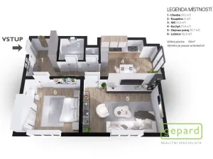 Prodej bytu 2+1, Ostrov, S. K. Neumanna, 54 m2