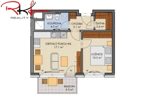 Pronájem bytu 2+kk, Praha - Dolní Měcholupy, Honzíkova, 45 m2