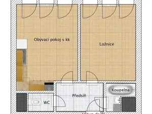 Pronájem bytu 2+kk, Karlík, K Třešňovce, 37 m2