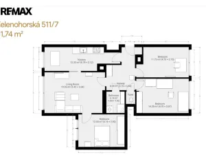 Prodej bytu 4+1, Praha - Bohnice, Zelenohorská, 82 m2