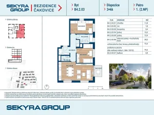 Prodej bytu 3+kk, Praha - Čakovice, Schoellerova, 73 m2